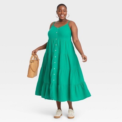 Women's Sleeveless Button-Front Tiered Dress - Universal ThreadTM