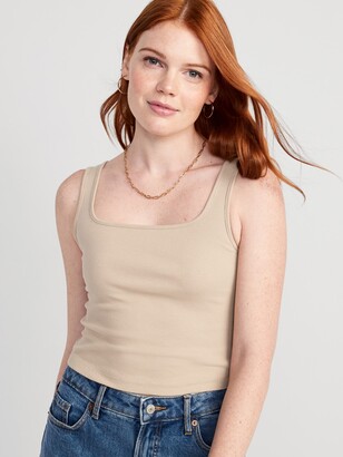 Old Navy Fitted Square-Neck Ultra-Cropped Rib-Knit Tank Top for Women