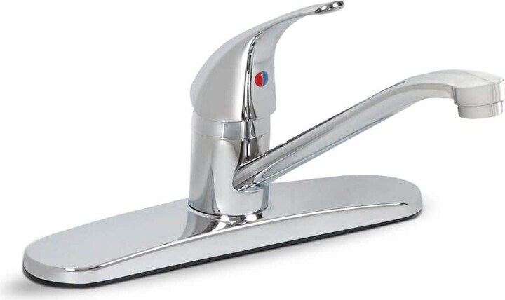 plumb tech Fits right, always tight, safe & durable. Single Lever Handle Deck Mount Standard Kitchen Faucet in Chrome