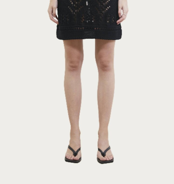 GOEN.J Crochet Knit Mini Skirt In Black