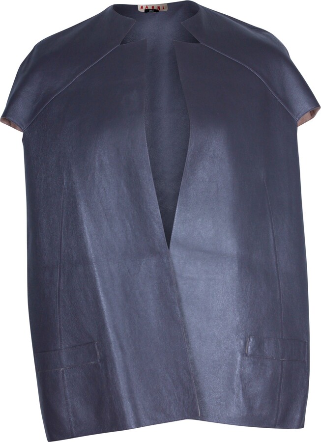 Marni Short Sleeve Jacket in Grey Leather
