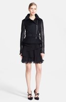 Thumbnail for your product : Oscar de la Renta Moto Jacket with Leather Sleeves