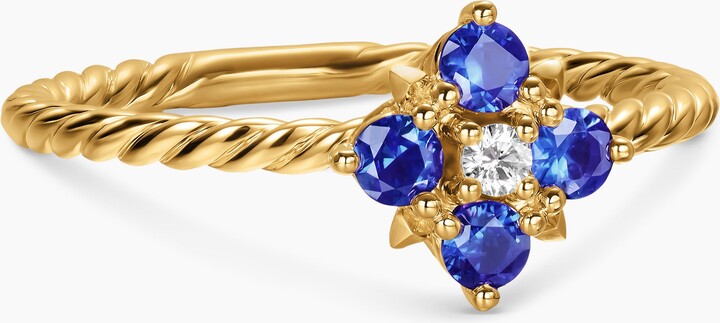 David Yurman Petite Modern Renaissance? Color Ring in 18K Yellow Gold with Sapphires and Diamond | Women's | Size 8.5