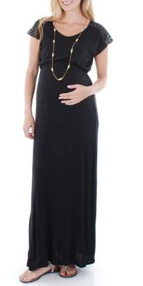 Everly Grey Women's Lace Yoke Maxi Maternity Dress