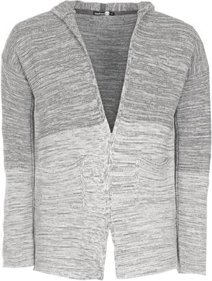 boohoo Grey Ombre Knit Open Hooded Cardigan
