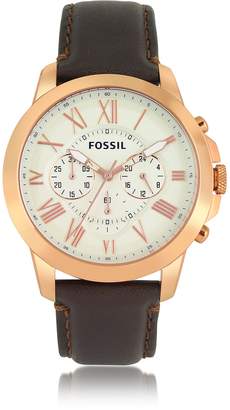 Fossil Grant Chronograph Gold Tone Stainless Steel Case and Brown Leather Strap Men's Watch