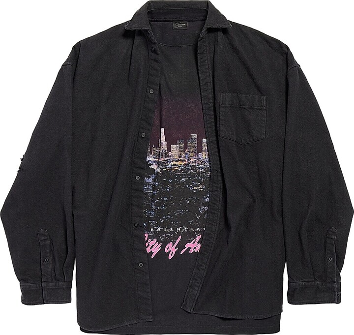 Balenciaga Men's Layered Shirt - Black - Size Small