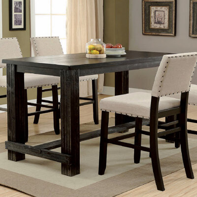 George Oliver Antique Bar Height Dining Table Solid Wood Center Beam Footrest