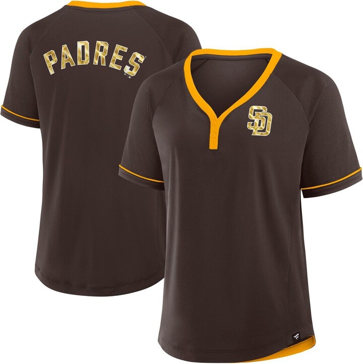 Fanatics Women's Brown San Diego Padres League Diva Star Raglan V-Neck T-Shirt