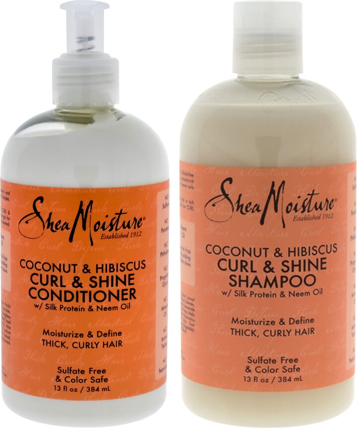 Shea Moisture Coconut and Hibiscus Curl and Shine Duo by for Unisex - 13 oz Shampoo and Conditioner