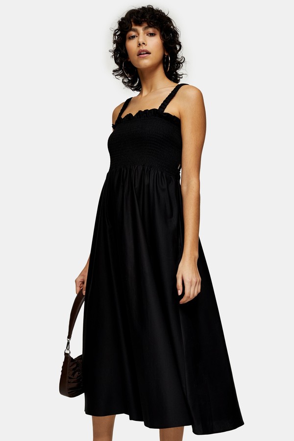 ladies black pinafore dress