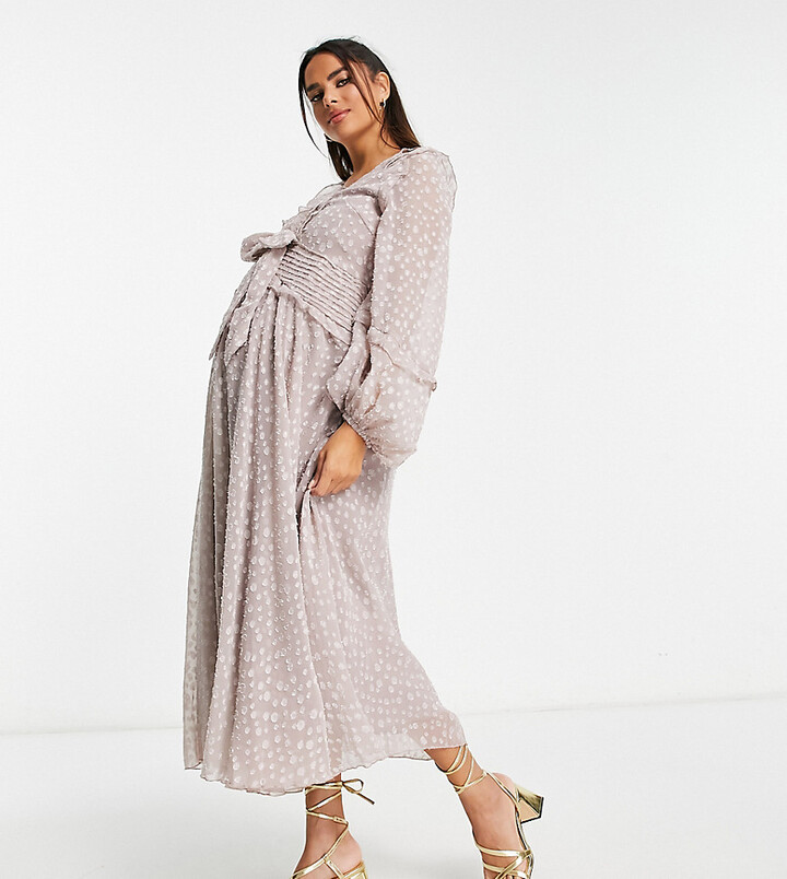 Hope & Ivy Maternity lace insert satin maxi dress in lilac floral -  ShopStyle