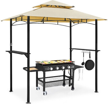 AECOJOY 8 X 5Ft 2-Tier Waterproof Outdoor Grill Gazebo With Vented Top