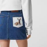 Thumbnail for your product : Burberry Deer Motif Japanese Denim Mini Skirt