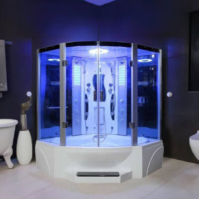 Mesa 85" W x 87" H Framed Neo-Angle Hinged Steam Shower
