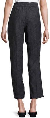 Eileen Fisher Washed Délavé Linen Cropped Pants, Denim, Plus Size