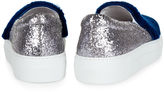 Thumbnail for your product : Joshua Sanders Silver Glitter & Fur Slip-On Sneakers