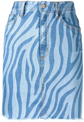 Just Cavalli Zebra Print Denim Skirt