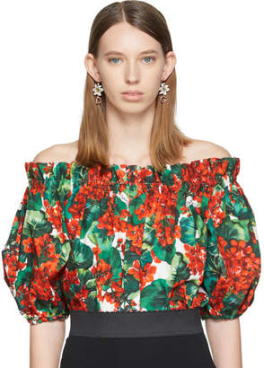 Dolce & Gabbana White Crystal Lily Logo Earrings