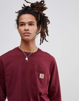 Carhartt WIP Long Sleeve Pocket T-Shirt In Red