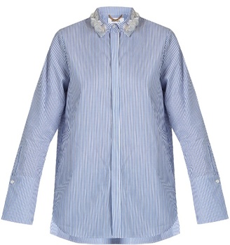 Muveil Embellished-collar cotton shirt