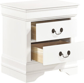 Red Barrel Studio Bedroom Nightstand In White With Antique Brass Accents Wood 2 Elegant Drawer Options