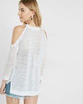Thumbnail for your product : Express Open Stitch Cold Shoulder Scoop Neck Sweater