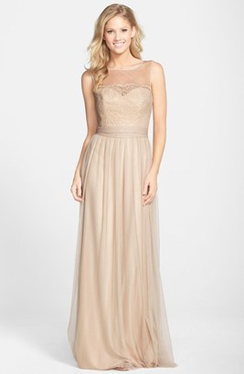 Women's Amsale Lace & Tulle Gown