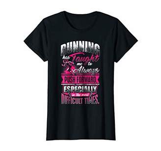 Womens Female Runner Running Push Forward Motivation T-Shirt
