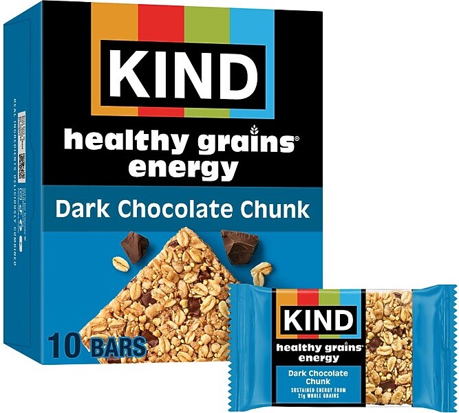 Kind Healthy Grains Gluten Free Dark Chocolate Chunk Energy Bar, 1.4 oz., 10 Bars/Box (67074)