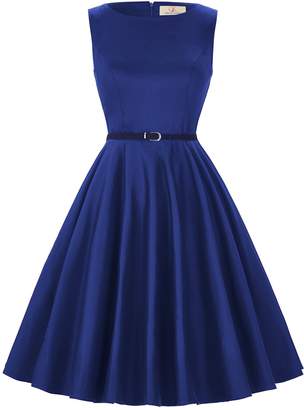 GRACE KARIN Womens Solid Color Retro Ball Gown Prom Dresses(S,Floral 54)
