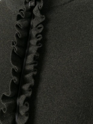 D-Exterior Ruffled Detailed Zipped Cardigan