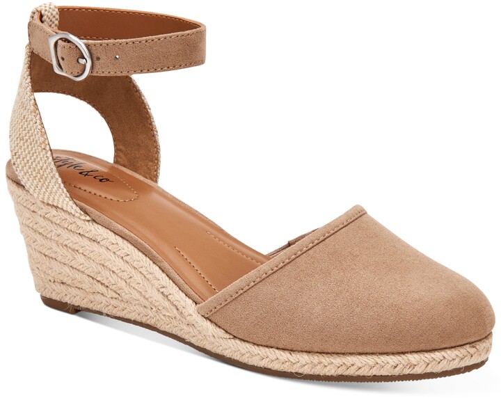 BHFO 9312 B,M Style & Co Womens Sleeney Taupe Wedge Sandals Shoes 9.5 Medium