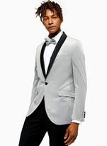 Thumbnail for your product : TopmanTopman Silver Skinny Fit Single Breasted Velvet Blazer With Shawl Lapel