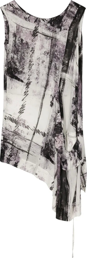 Y's Abstract-Print Asymmetric Tank Top