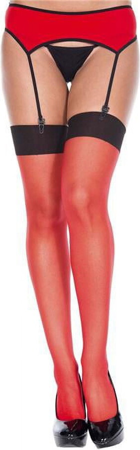 Music Legs Women’s Red garterbelt with matching stockings 7803-RED/BLACK