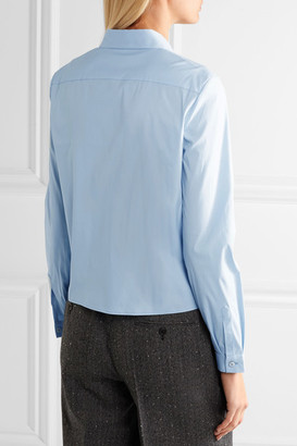 Prada Ruffled Cotton-blend Poplin Shirt - Sky blue