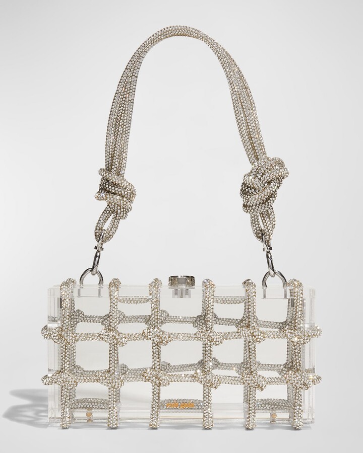 Cult Gaia Bess Caged Embellished Box Shoulder Bag