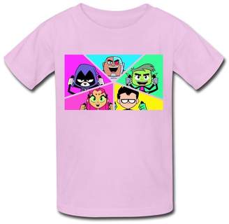 StaBe 6-16 years old tee O Collar Teen Titans Go Robin Kid's Boys And Girls T Shirt Pink Size M