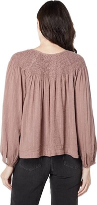 Lucky Brand Smocked Peasant Blouse