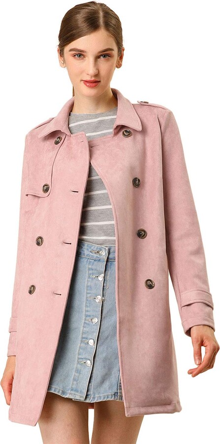 Faux Suede Trench Coat Jacket, Light Pink Trench Coat Uk