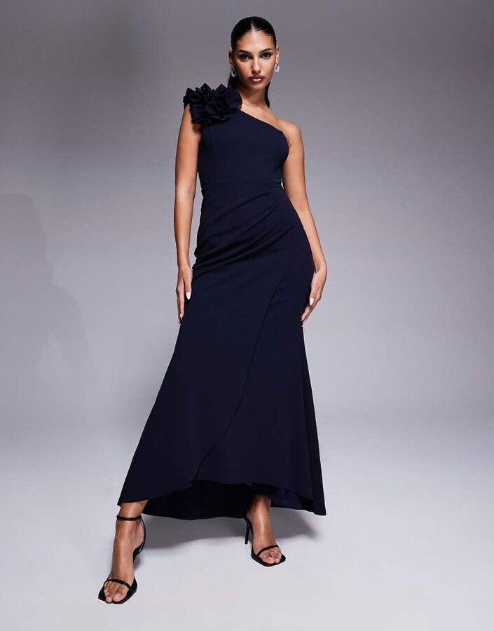 Navy One Shoulder Dress ShopStyle AU