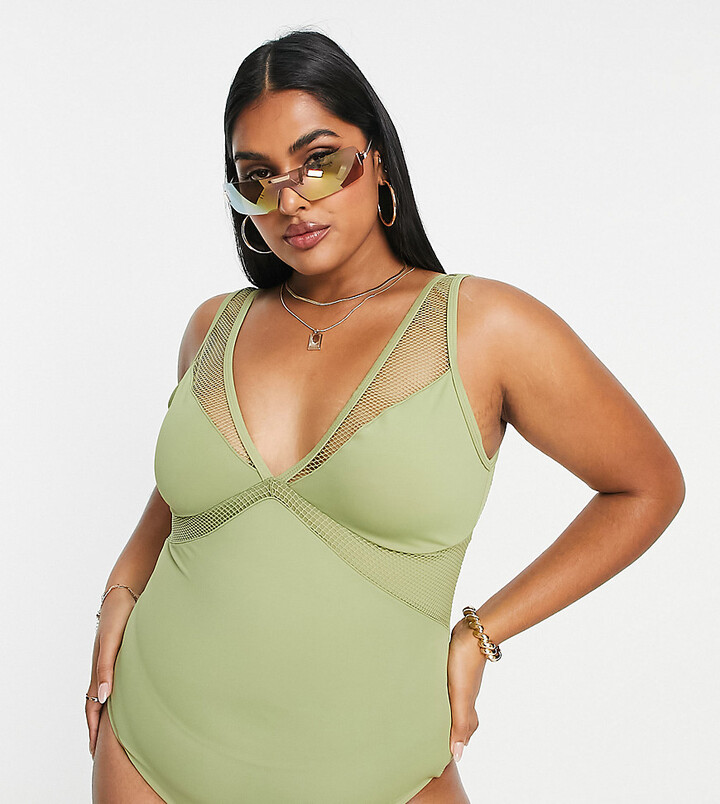 We Are We Wear Plus size deep plunge swimsuit