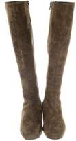 Thumbnail for your product : Christian Louboutin Rounded Square-Toe Suede Knee-High Boots