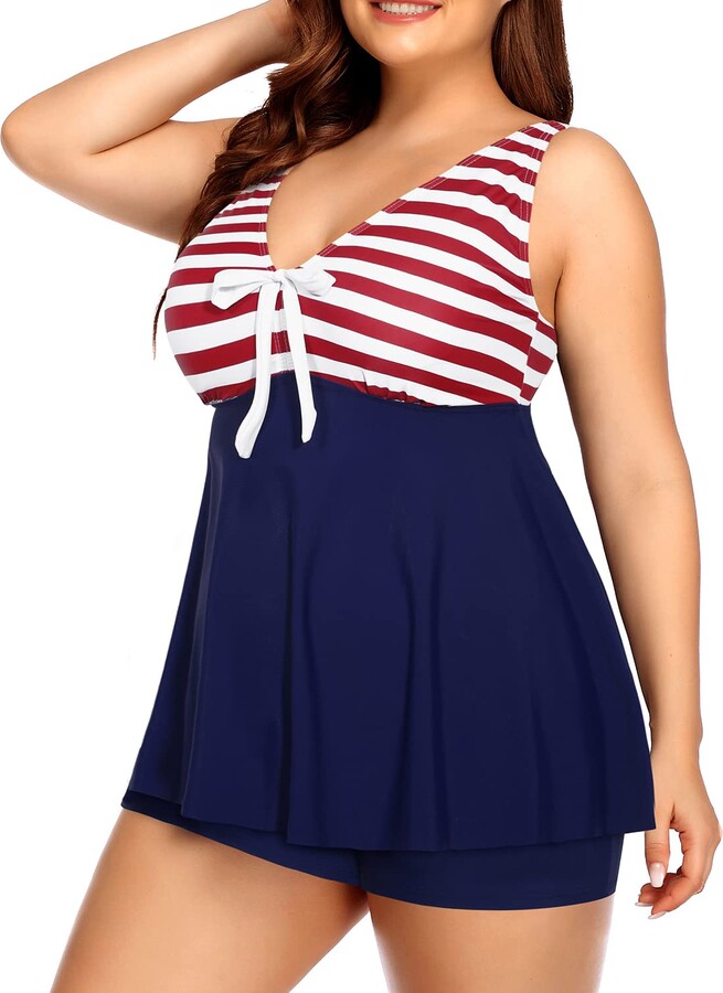 Yonique Plus Size Tankini Swimsuits for Women with Shorts Flyaway ...
