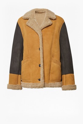 French Connection Louie Sheepskin Patchwork Jacket