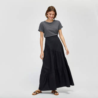 Warehouse Cotton Tiered Midi Skirt