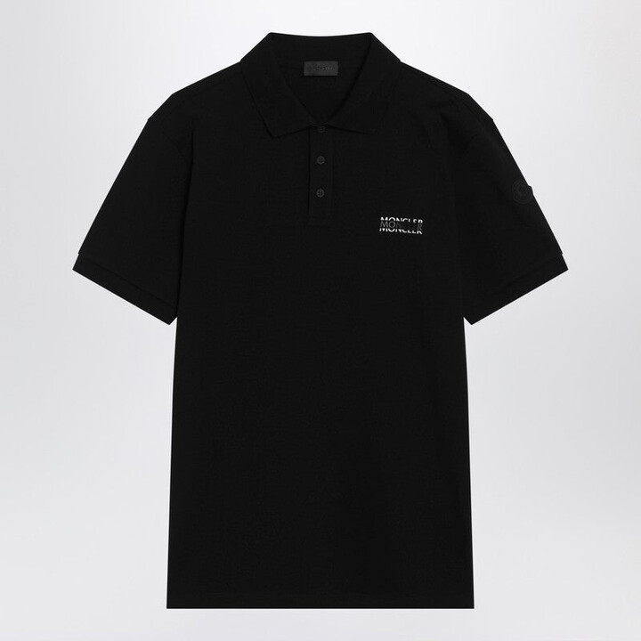 Moncler Black Cotton Piqué Polo Shirt With Logo