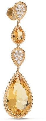 Boucheron 18kt yellow gold Serpent Boheme citrine and diamond S motif pendant earrings