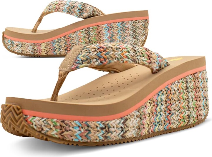 Volatile Island Wedge Sandals for Women Featuring Slip-On Thong Platform Style with EVA Insole and Rubber Outsole